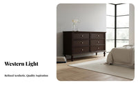 Modern Design 6-Drawer Wide storage cabinet Multi-Functional 6-Drawer storage cabinet Sturdy Construction Chest of Drawers Gold highlights for Homeowners, Apartment Dwellers, Families, Bedroom, Living Room, Hallway, Entryway