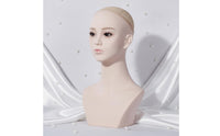 Mannequin Head with Shoulders Realistic Female Mannequin Head Defined Facial Features Display Bust with Shoulders for Cosplayers, Storefronts