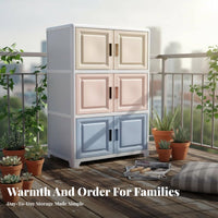 4-Tier Cabinet with Doors Space-Saving Household Storage Large Capacity
