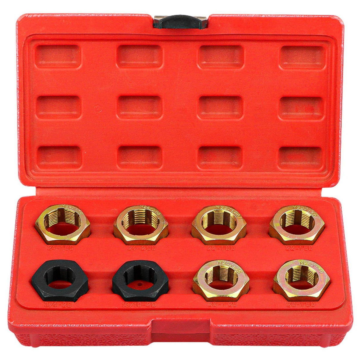 8 Pieces Bolt Thread Repair Kit Burgundy Storage Box Thread Die Set Hex-Shaped Threading Die Kit