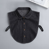 Detachable Dickey Collar Denim Detachable Collar Half Shirt Button-down Pointed for Women, Layering, Office