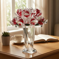 Glass Flowers Bouquet Standing Flower Cluster Ornament Compact Glass Flower Figurine for Entryway