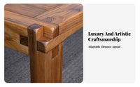 Retro Design Mortise and Tenon Joint Table Natural Grain Pattern Square Block-Leg Coffee Table Sturdy Construction Living Room Furniture Minimalist Aesthetic for Interior Designers, Homeowners, Apartment Dwellers, Courtyard, Balcony, Lounge Area, Office