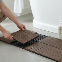 Interlocking Wood Plastic Composite Bathroom Floor Tiles for Shower and Balcony, Waterproof Anti-Slip Drainage Mat