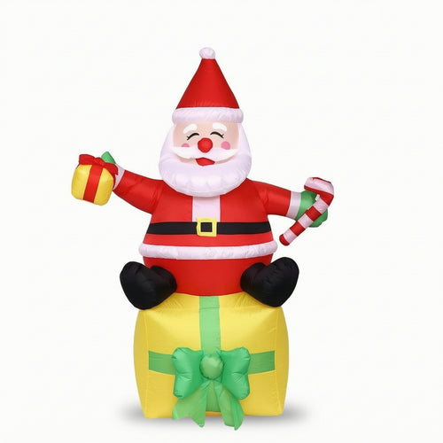 Santa Decoration with Candy Cane Lighted Inflatable Santa with Candy Cane Christmas Inflatable Built-Information Families, Yard,