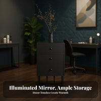 high-grade Lighted Vanity Set Adjustable Lighting Celebrity Vanity with Arched Mirror Spacious work surface Commercial Furniture Ample Storage for Salon Owners, cosmetic lovers, Women, Photo Studio, Bridal Shop, dressing area, Walk-in Closet