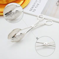 Engraved Serving Tongs with Scissor Handle Versatile Serving Utensil with Circular Handles Easy to Clean Cake Tongs Long-Lasting for Tea Party, Bakery