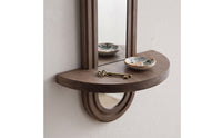 Arched Wall Mirror with Shelf Compact Framed Arched Mirror Space-Saving for Bedroom