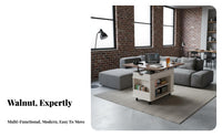 Lifting Top Trolley Table Multi-Functional Side Cabinet Easy Mobility Mobile with casters for Living Room, Small areas, Kitchen