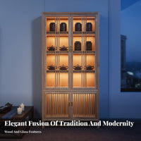 New Chinese design Two-Section Hutch multifunctional Use shelving unit long-lasting Construction Display Cabinet Vintage-influenced for Book Lovers, Collectors, Interior Decorators, teatime Room, Study, Home Office, Bedroom