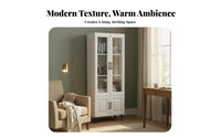 Room Divider Function Floor-Standing Shelving Unit with Glass Doors Minimalist Design Tall Cabinet with Glass Doors Large Capacity shelving unit Sturdy Construction for Office Workers, Book Lovers, Collectors, Bedroom, Study