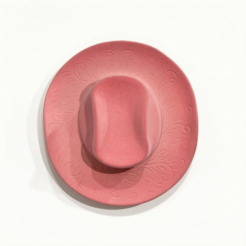 Hat Shaped Vase Embossed Decor Sculptural for Living Room