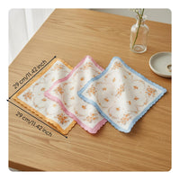 3 Pieces Floral Print Handkerchief Absorbent Women's Ideal Gift Edge Pocket Square