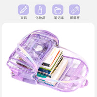 跨境亚马逊透明双肩包大容量小学生初高中年级防水书包双肩背包女