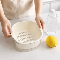 Colander Bowl Set 2-Tier Draining Bowl Plastic Vegetable Washing Fruit-Friendly Time-Saving Cooking