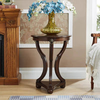 Round Wooden Side Table Elegant Design American Design Telephone Stand Multi-Functional Round Side Table for Living Room, Bedroom, Hallway
