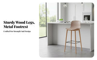 Molded Seat High Stool Nordic Barstool Chair Modern Simple Design Ergonomic Backrest for Kitchen Island, Reception Area, Pantry