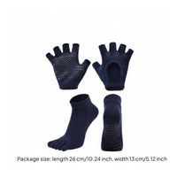 Non-Slip Pilates Socks and Gloves Non-Slip Stretching Gloves and grip Socks Set Breathable Exercise Accessories for Women, Yogis, Gym