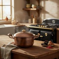 Handmade Copper Cooking Pot Induction Compatible Saucepan Gas Cooktop Safe