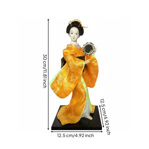 Japanese Geisha Doll Exquisite Details Silk Geisha Statue Handmade for Wedding