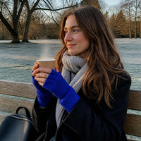 Korean Ins Style Winter Knitted Fingerless Gloves for Women, Thickened Warm Touchscreen Half-Finger Gloves