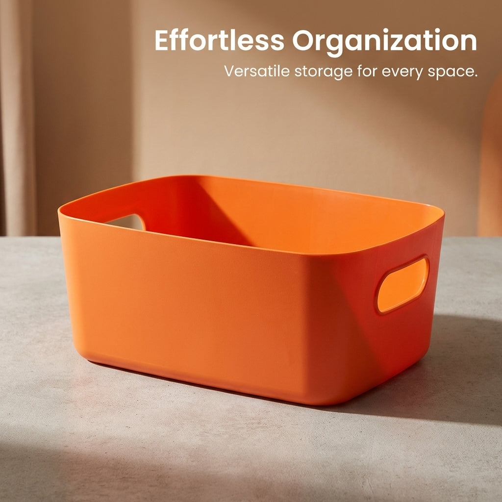 Storage Boxes for Shelves with Handle, Rectangular Desktop Organizer, Stackable Wardrobe 2L Capacity PP