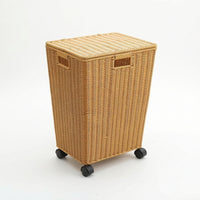 Laundry Hamper with Wheels Woven Rolling Laundry Hamper Lidded for Bedroom