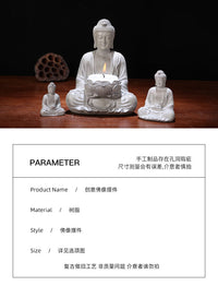 Chinese Zen Buddha Statue Tabletop Ornament Resin Craft for Home Decor