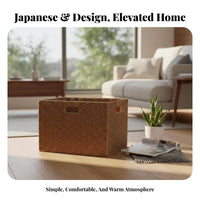 Lidded Wovenand fashion container With Handles Household Storage Space-Saving for Closet