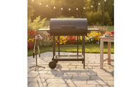 Briquette Grill with Side Tables Outdoor Wheeled Briquette Barbecue High-Temperature Resistant Grill with Two Side Tables for Campers, Backyard