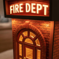 Fire Dept Night Light Portable Mini Fire Station Lamp Cute Design for Desk