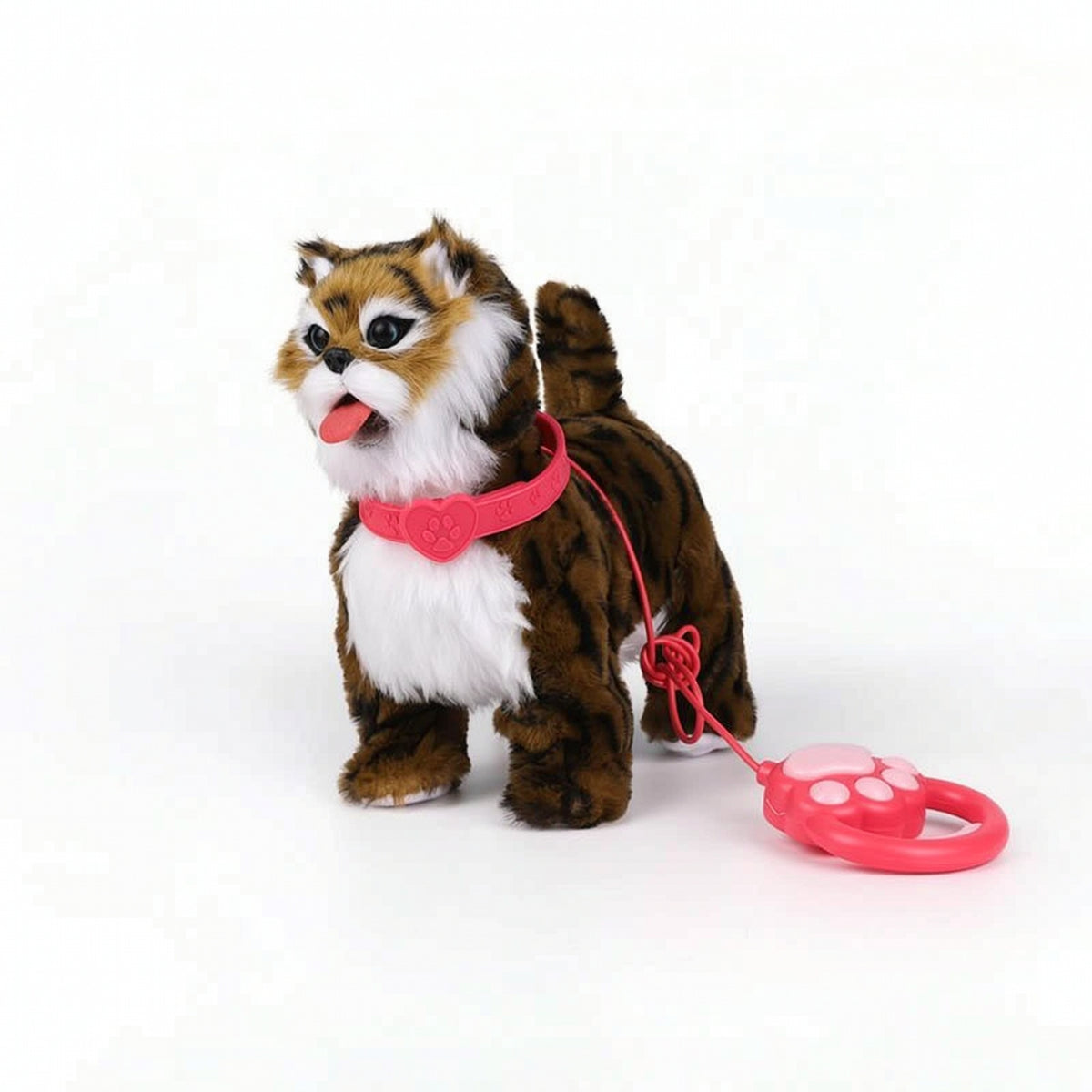 Stuffed Stuffed Cat with Leash Battery-Operated Interactive Stuffed Cat Talking Waggling for Children