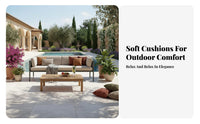 4 Pieces Weather-Resistant 4-Piece Sofa Group durable Wood Frame Outdoor Furniture Low Maintenance Patio Set sturdyDuty Construction for Hotel Owners, Entertainers, Terrace, Backyard, Balcony, waterside