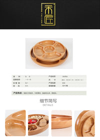 Beech Wood Five-Compartment Snack Tray