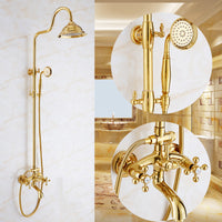 All-Copper Gold European Multifunctional Ceramic Shower Set