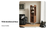 360-Degree Rotation Revolving bookshelf with Mirror Multi-Functional pivot Storage Unit Space-Saving Design Rotating Tower Vintage design for Small Apartment Dwellers, Book Lovers, Homeowners, Living Room, Bedroom, Dressing Area, Entryway