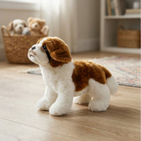 Soft Simulation Saint Bernard Stuffed Toy Cute Saint Bernard Stuffed Toy Realistic Stuffed Dog Figure Lifelike for Playtime