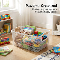 Bathroom Storage Baskets for Shelves with Wooden Handles, Iron Wire Organizer Bins for Toy White Set for Families