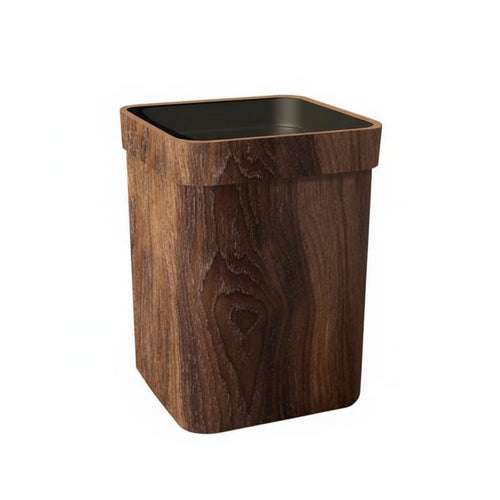 Wood Grain Trash Can Easy to Clean Wood Effect Rubbish Bin Long-Lasting