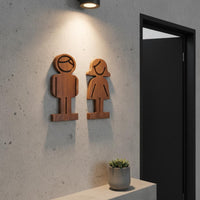 2 Pieces Wooden Toilet Sign Set Decorative Gender Symbol Door Signs for Cafe