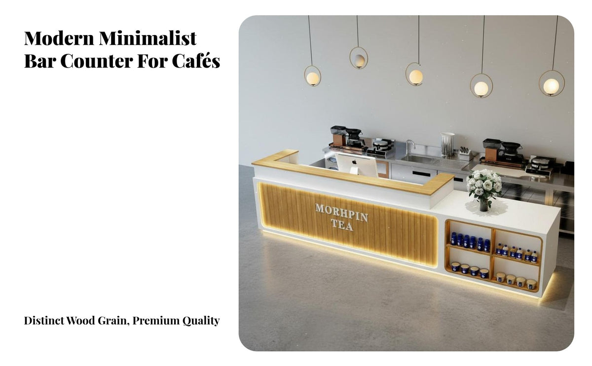 Tea Shop Front Counter Versatile Checkout Counter Sturdy Construction Retail Checkout Desk for Baristas, Business Owners, Restaurant, Boutique, Lobby