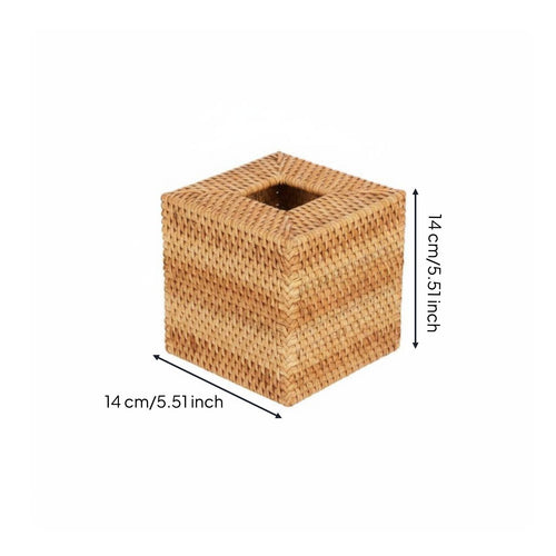 Rattan Tissue Box Cover Boho Design Home Decor Rustic Design for Bedroom, Office