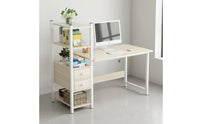 Spacious Desktop Computer Desk Bookshelf Easy Assembly Computer Desk with Hutch Sturdy Construction Study Table Shelving Unit X-Brace Support for Dorm Room