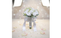 Cream Blossom Floral Arrangement with Bow Photo Prop Occasion Decor Long-Lasting