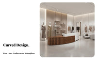 Curved Reception Desk Elegant Design Imitation Marble Front Desk Easy to Clean Surface Modern Reception Counter for Shopkeepers, Clubhouse