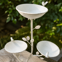 Cast Iron Bird Feeder Bird Bath 3-Tier Tray Pole Mount Wild Bird Feeder Outdoor Garden Decoration