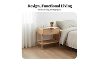 Nightstand with Storage Rattan Design Single-Drawer Stand with Woven Shelf