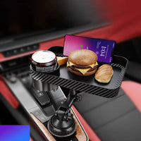 Car Cup Holder Tray Carbon-Fiber Pattern Vehicle Accessory Stable