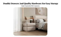 2-Drawer Upholstered End Table Space-Saving Multi-Drawer Nightstand Sturdy Frame