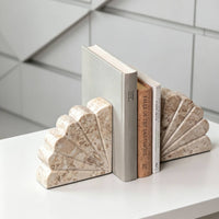Shell Bookend Marbled Stone Bookends Unique for Collectors, Readers